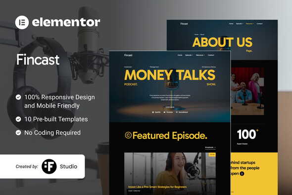 Fincast – Financial Business Podcast Elementor Template Kit