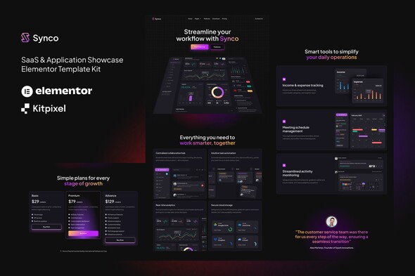 Synco – SaaS & Software Showcase Elementor Template Kit